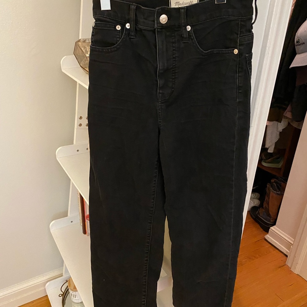 High washed black flare jeans